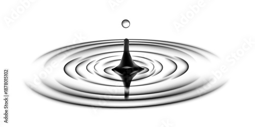 Realistic liquid water ripple, drop and splash wave overlay with concentric waves droplets fluid motion reflection isolated on transparent background