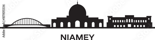 Silhouette skyline of Niamey capital city famous landmarks vector illustration design