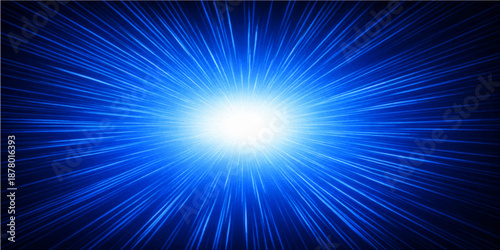 An abstract blue background features a bright sun burst and glowing rays of light, creating a stellar flare illustration and a shining vector art wallpaper design for a cosmic backdrop