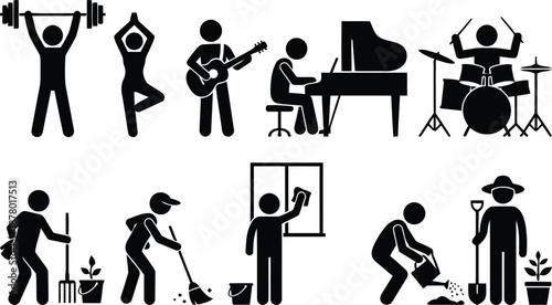 People engaging in various hobbies and activities