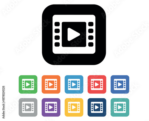 Colorful play button icons for video and media applications vector.