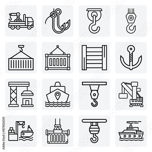 Port And Harbor Logistics – Maritime Cranes, Container Terminals, And Ships For Shipping And Freight Industry Designs