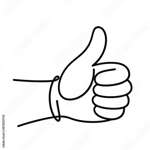 Simple black and white line drawing of a hand giving a thumbs up