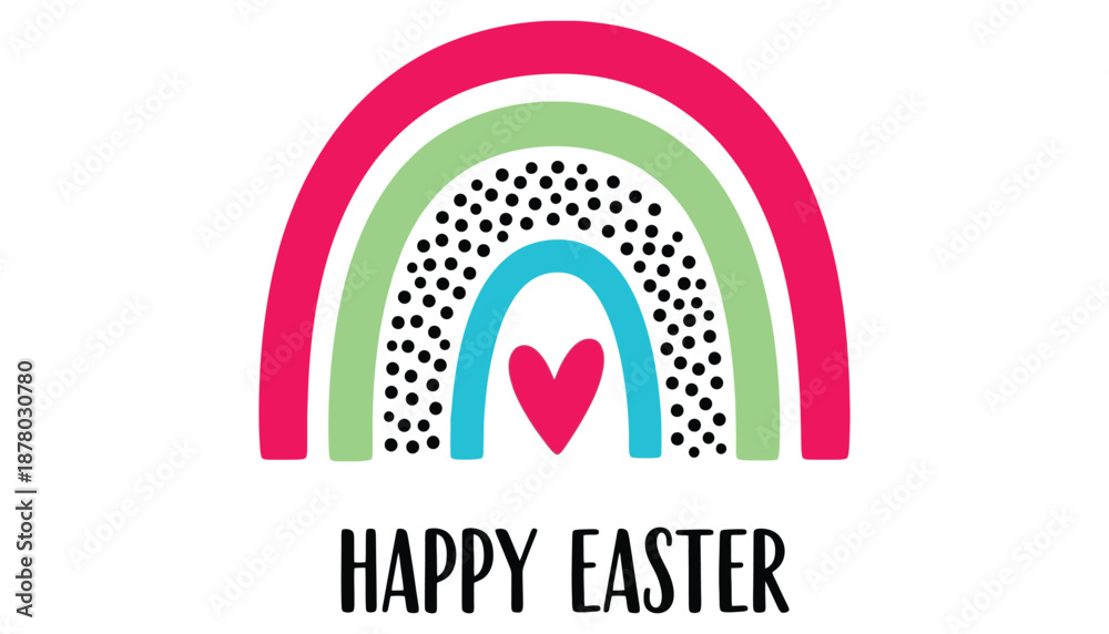 Fototapeta premium Vibrant easter rainbow with heart design