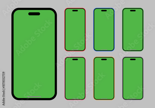 smartphone mockup greenscreen. mobile phone vector Isolated Background.