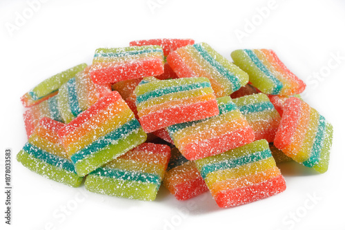 Принти на полотні fruit flavour gummy candies on white background
