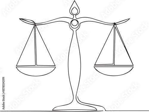 A simple line drawing of a balanced scale with two equal sides