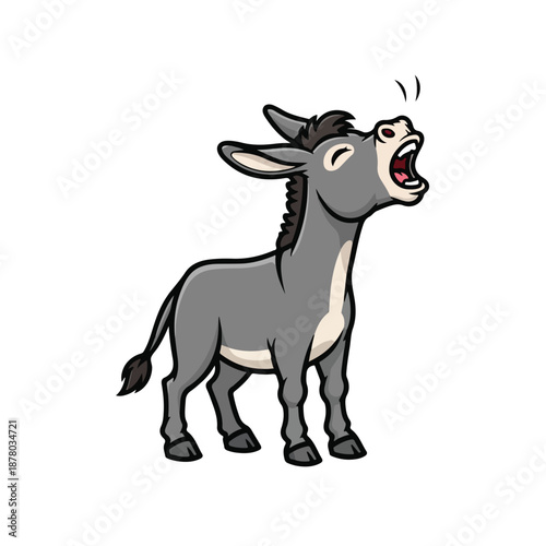 cartoon donkey braying loudly with mouth open