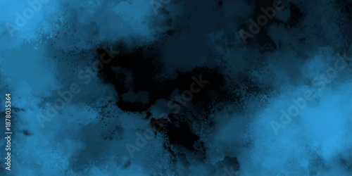 Abstract watercolor painting on canvas texture background. Liquid smoke rising mist or smog brush effect grunge texture. Dark navy blue sky with black background and blurred pattern. 