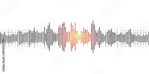 Abstract digital music background featuring an equalizer sound wave design with a business city skyline and financial market data chart illustration in a vector technology concept