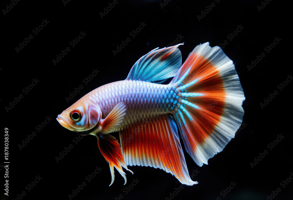 Fototapeta premium Colorful Fish with Iridescent Fins, Close-up View