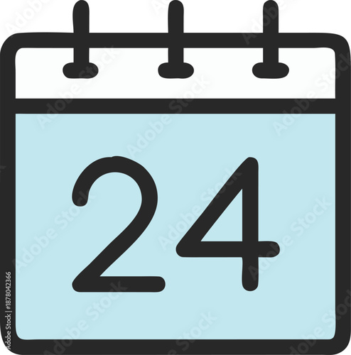 Stylized calendar icon with number 24, ideal for business planning.