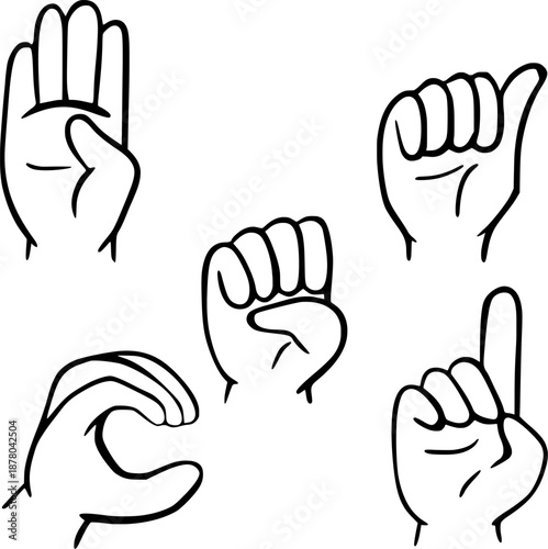asl alphabet hand signs vector set for deaf communication and language learning