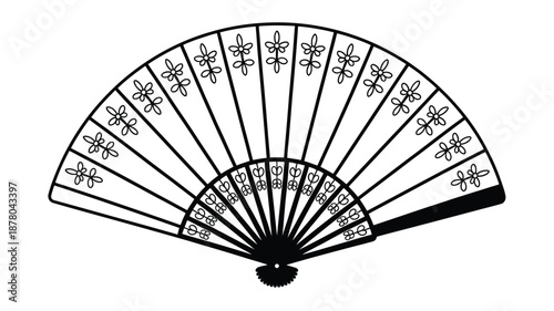 Floral decorative folding fan silhouette for Chinese New Year and Mid Autumn Festival vector