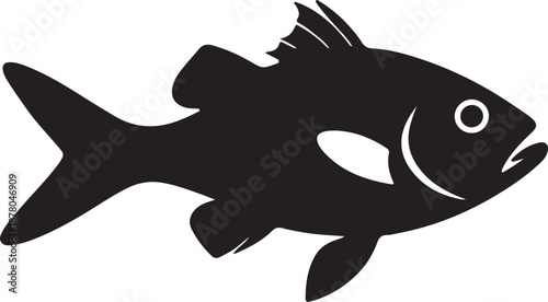 Fish icon vector illustration on a white background, featuring a simple and clean design for easy recognition