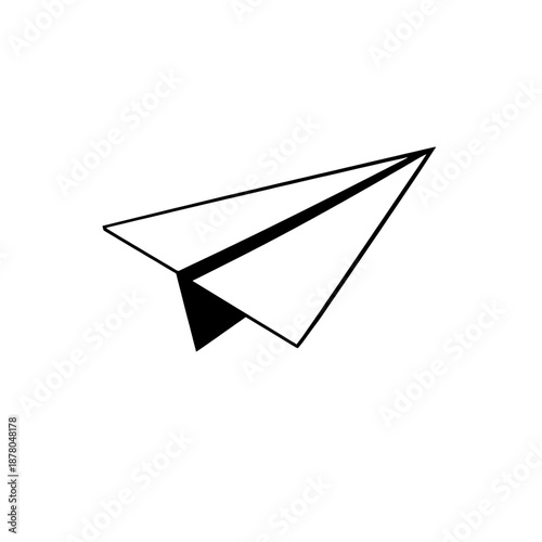 Clean line art icon of a classic paper airplane, symbolizing quick communication, travel, and new beginnings for digital messages