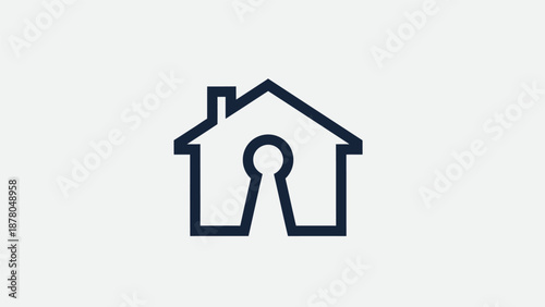 Simple house icon with keyhole door outline.