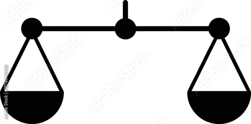 Simple black and white illustration of a balanced scale.