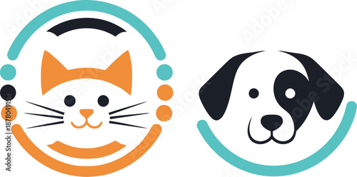 Veterinary Clinic Logo Design with Cat and Dog.