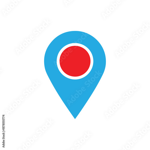 A blue map pin icon with a red circle Free Download A blue map pin icon with a red circle - GFXLoad