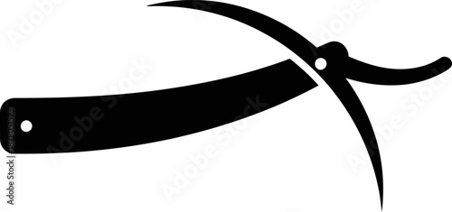 Black silhouette of a scythe on a white background.