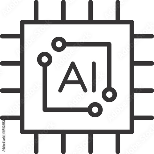 Artificial intelligence chip line art editable icon