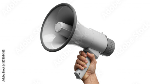 Hand Holding Megaphone For Communication And Public Speaking Concept On Transparent Background