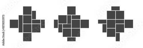 Collage photo template with moodboard mosaic and gallery frame for layout picture or image composition background. Banner square flyer and mockup post with vector rectangle and mood montage.