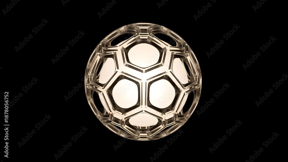 Naklejka premium Golden Soccer Ball Luxury Football Design Isolated on Black Background