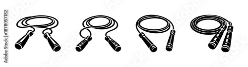 Jump ropes vector icons set, fitness and workout tools, skipping rope symbols