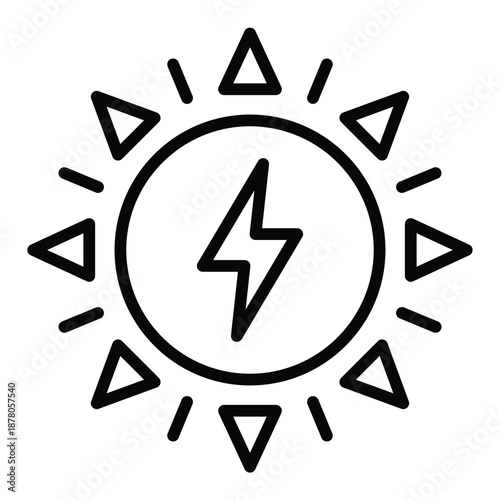 Outline concentrated solar power icon for thermal energy.