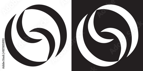 Dynamic Rotating Shape Symbol Monochrome Vector