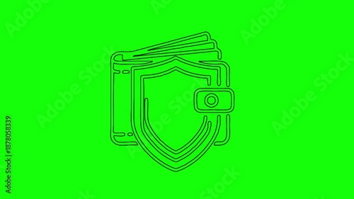Secure Digital Wallet Shield Line Icon Animation