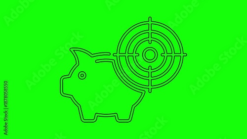 Savings Goal Piggy Bank Line Icon Animation