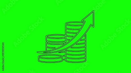 Investment Growth Coins Line Icon Animation