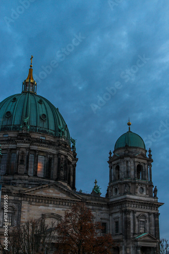Canvas Print detailed facade and greenish blue cupolas of berlin cathedral berliner dom germa