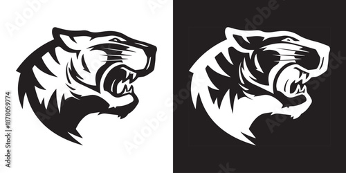 Tiger Head Vector Illustration Black and White