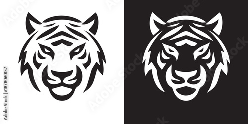 Tiger Head Vector Illustration Black and White