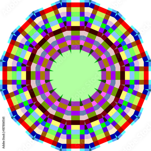 Abstract Pixel Color Grid Background Circular Symmetry Design