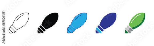 Vector illustration icon colorful light bulbs in different shades lined up