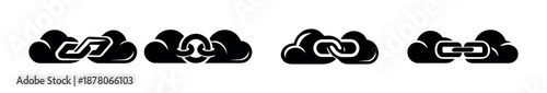 Cloud computing vector icons set: connectivity, download, data storage symbols