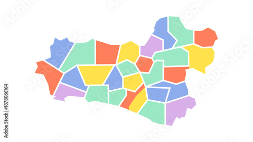 Colorful Abstract Map of Central Java, Indonesia with Unique Shapes. Vector Illustration. EPS Editable