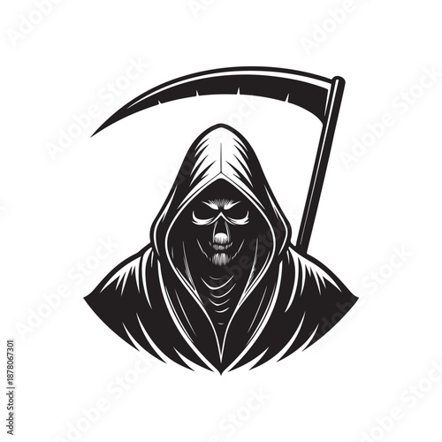 grim reaper silhouette vector style design set black color . white color background (3).eps