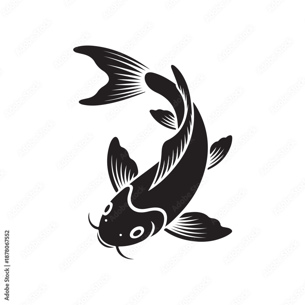 Fototapeta premium Koi fish line art (3).eps