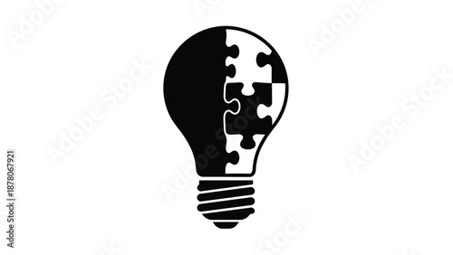 A lightbulb symbol with a puzzle piece inserted representing problem solving