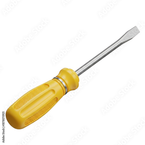 Yellow screwdriver isolated on transparent background