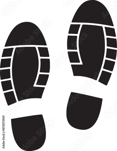 Two Black Footprints with Rectangular Patterns on White Background also transparent background