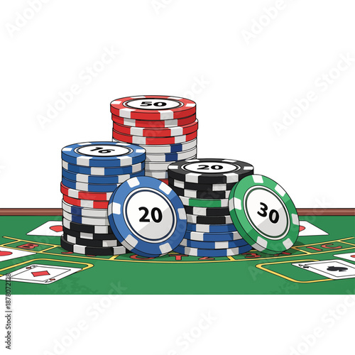 Poker Chips on Table