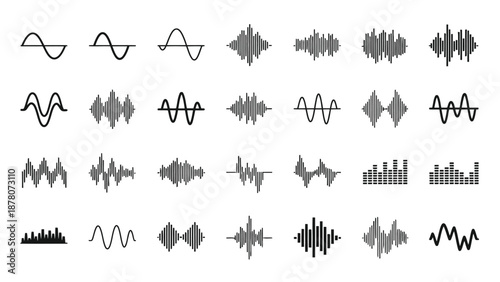 Collection of various waveform and signal icons in different styles.