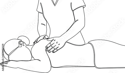 Vector illustration of massage therapy icon with person lying down, silhouette style, wellness symbol, and spa relaxation design element